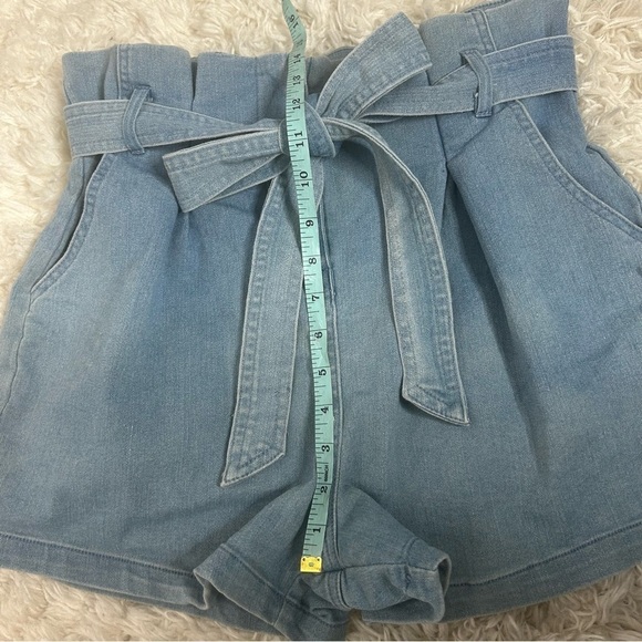 Mele & Pere Paper Bag Waist Tie Denim Shorts - Picture 14 of 14